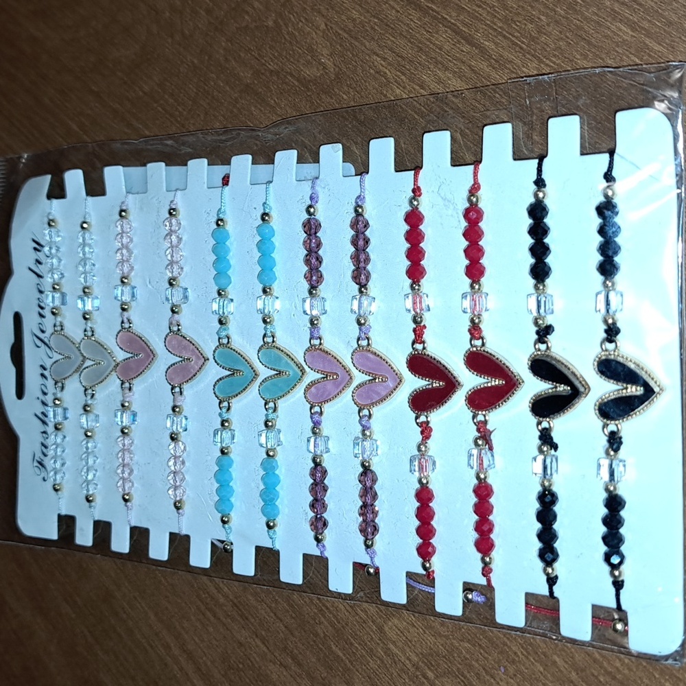 Heart Charm Bracelet Set - Multicolor 12 Ct